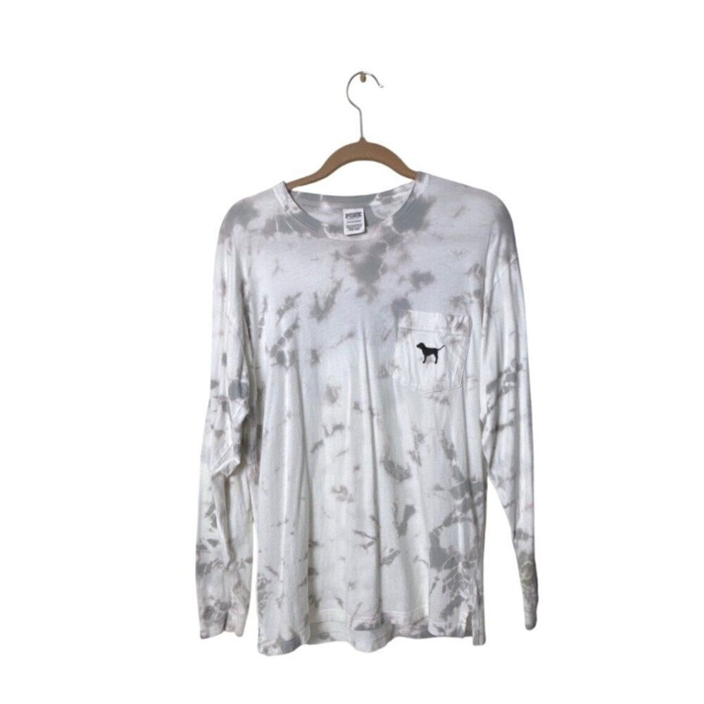 PINK Victorias Secret Long Sleeve Tie-Dye Shirt With Dog Logo